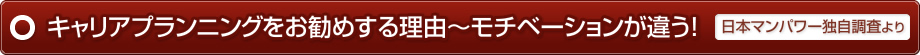 キャリアプランニングをお勧めする理由～モチベーションが違う！：日本マンパワー独自調査より